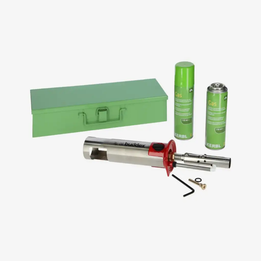 Heißluftenthorner AirBuddex, mit Metallbox und Gas 2 x Gaskartuschen