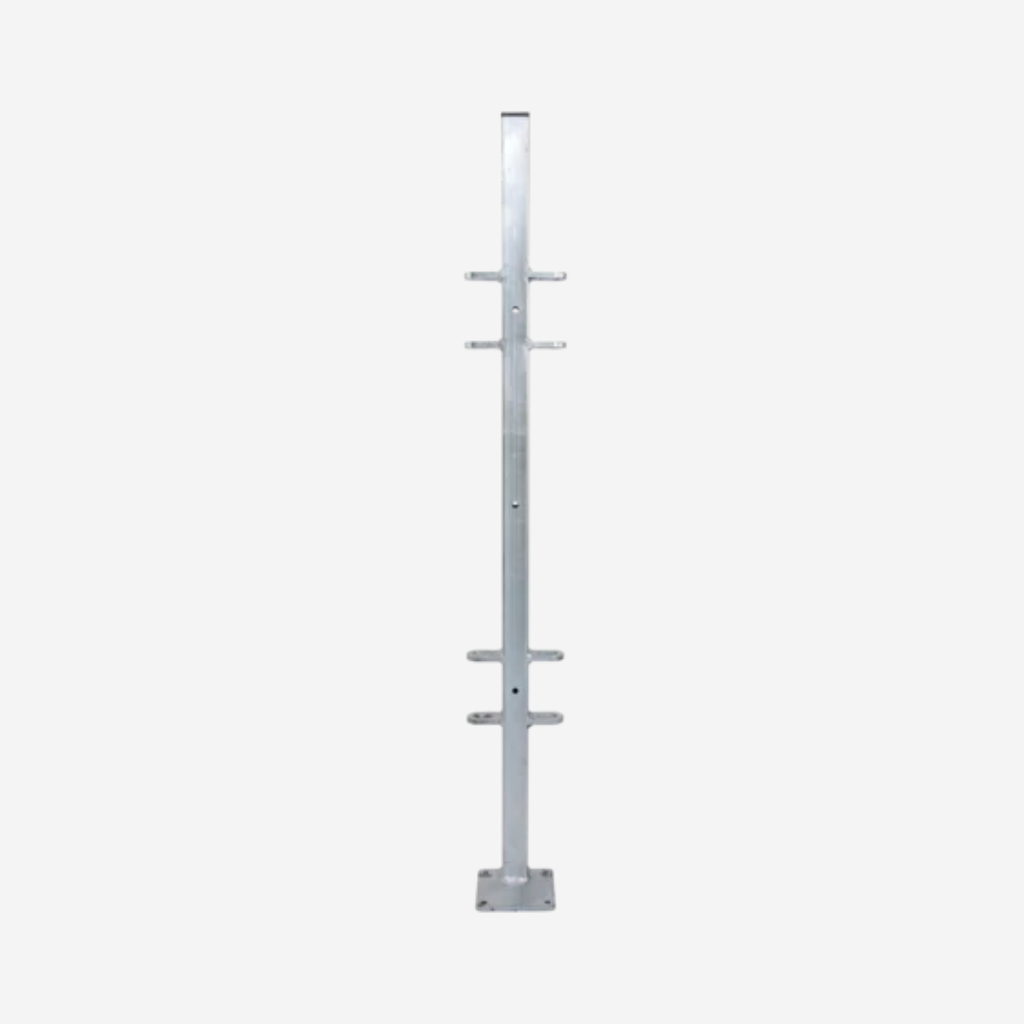Pfosten 40x40 mm, L= 1,15 m mit Bodenplatte außermittig