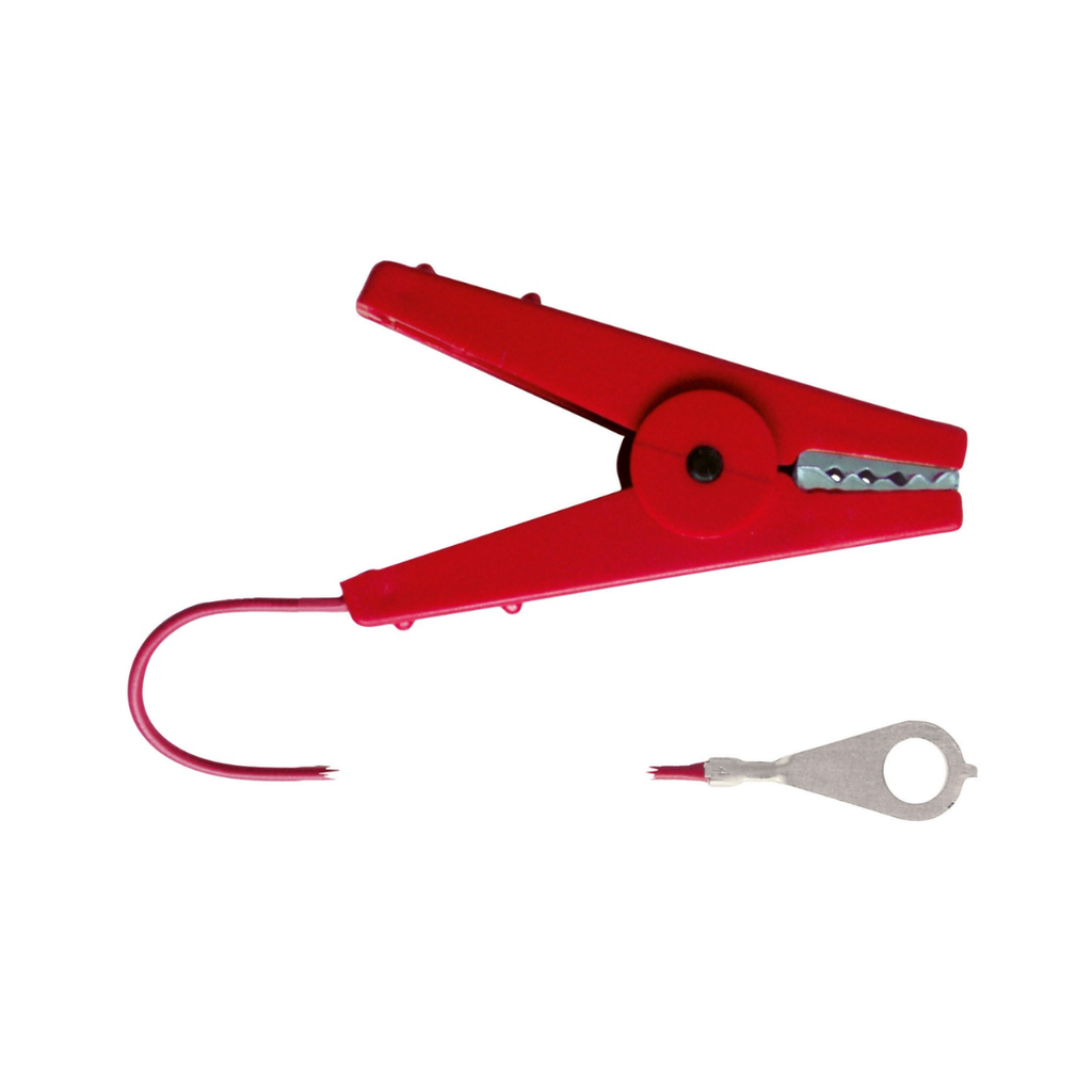 Zaunkabel m. Klemme, rot Kabellänge 100 cm, mit M8-Öse