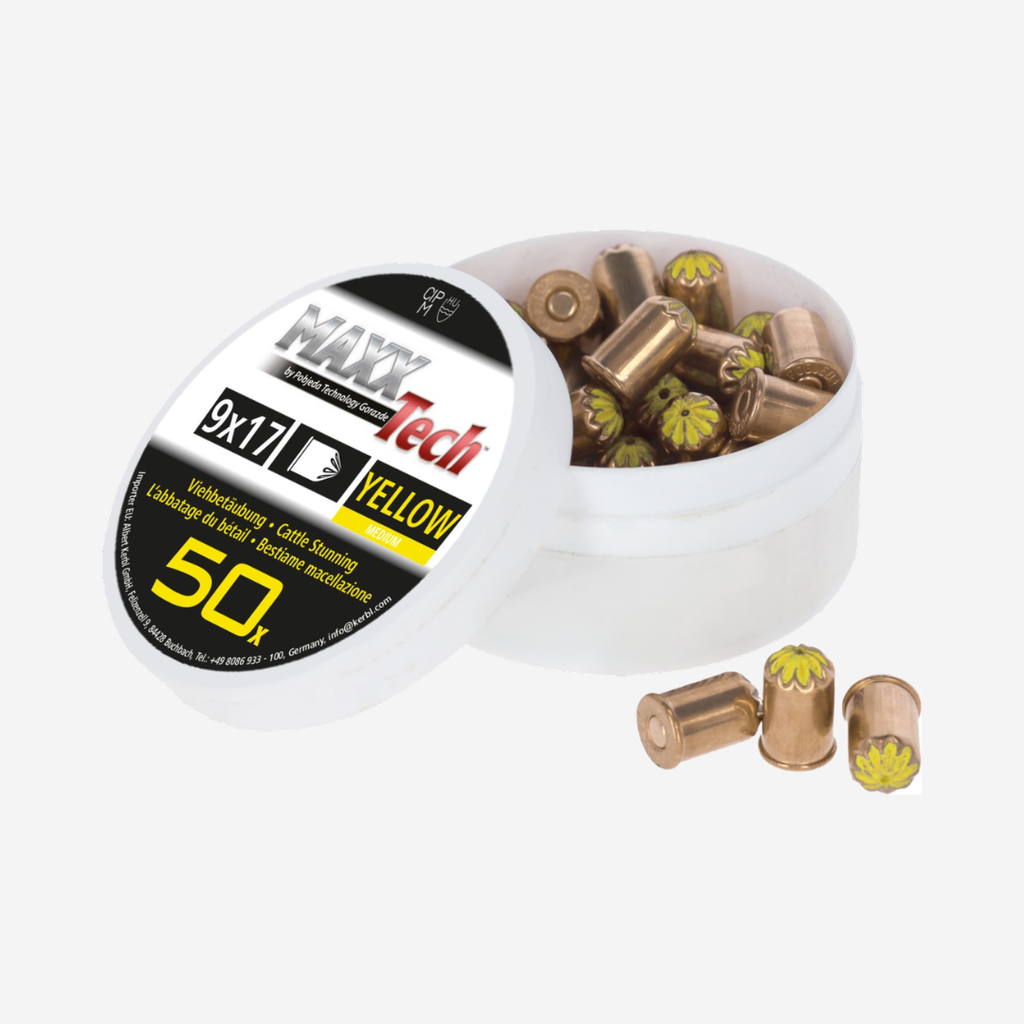 Kartuschen gelb, MAXXTech (Patronen) 9x17mm, 50 Stück