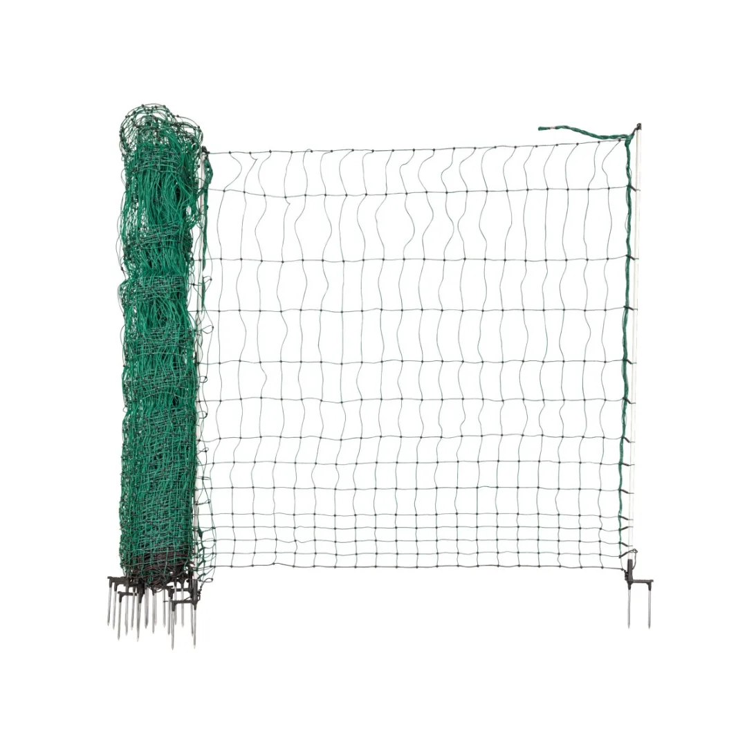 Geflügelnetz 25 mtr., 170 cm Doppelspitze, grün, elektrifizierbar