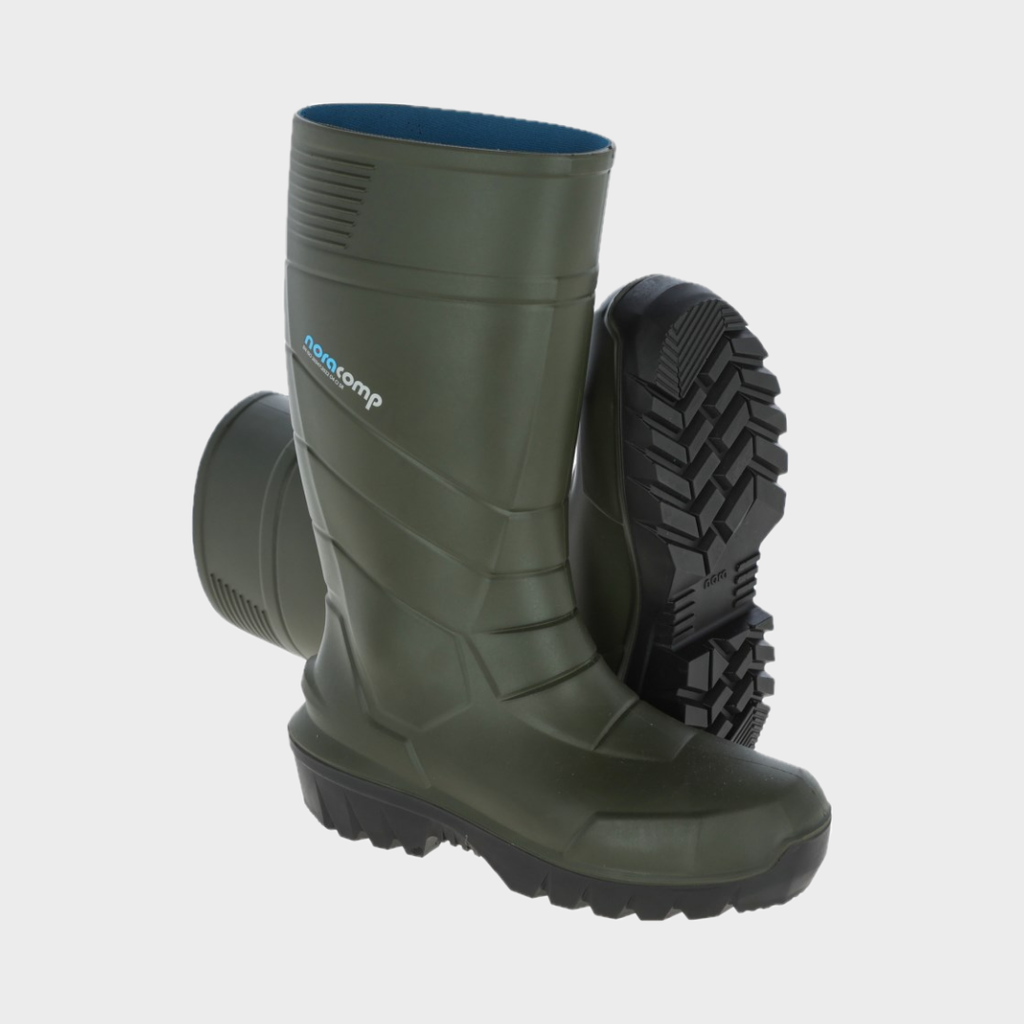 NORA PU-Sicherheitsstiefel metallfrei mit Fiberglas-Schutzkappe und Kevlar-Einlegesohle.