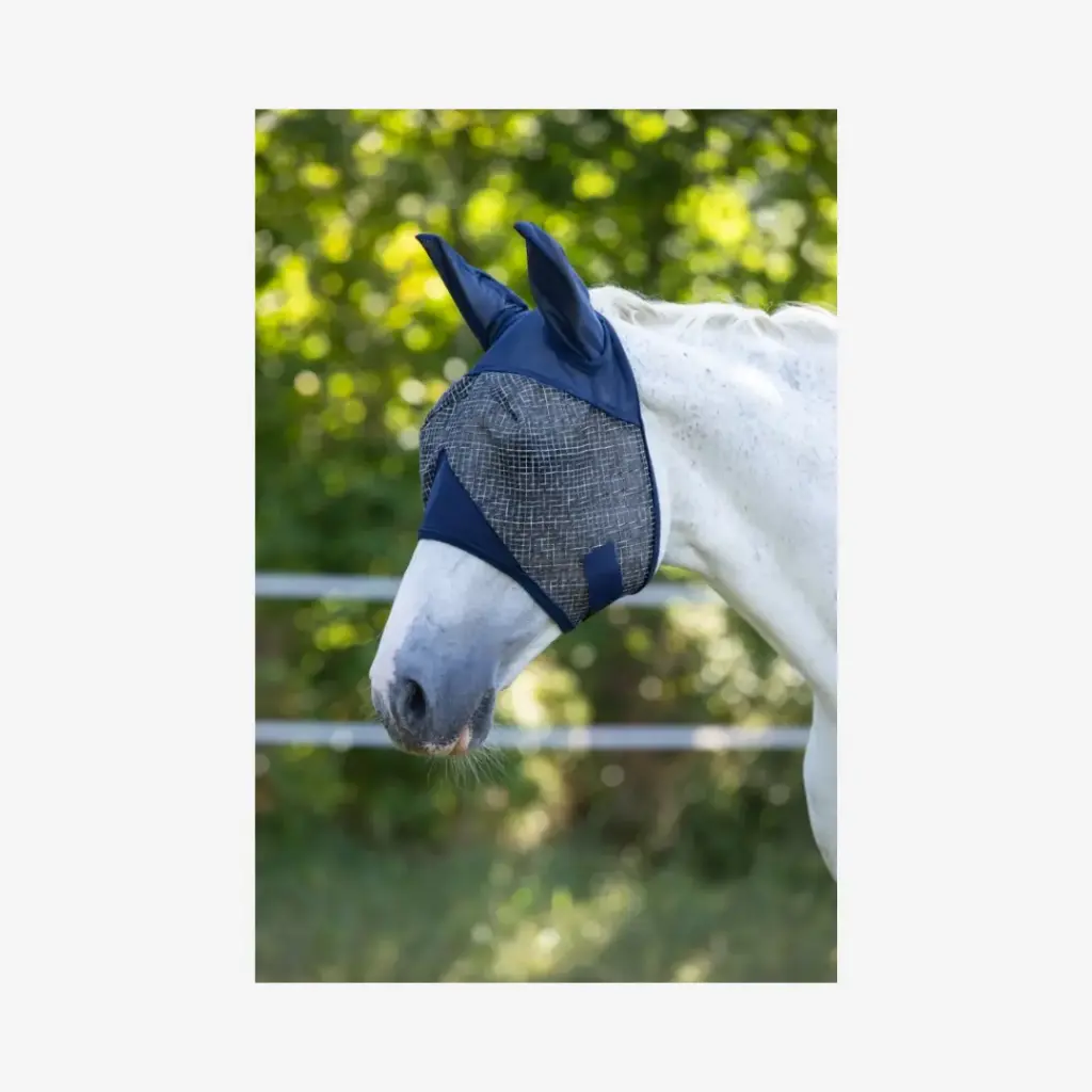 Fliegenmaske mit Ohrenschutz hellgrau