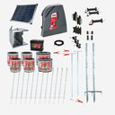 Pferdezaun Solar Set smart, drei Reihen, ein Tor, Kunststoffpfähle