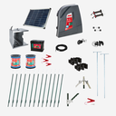 Rinderzaun Solar Set smart, zwei Reihen, ein Tor, T-Pfosten