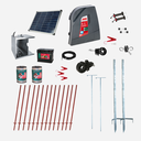 Rinderzaun Solar Set smart, zwei Reihen, ein Tor, Winkelstahlpfähle