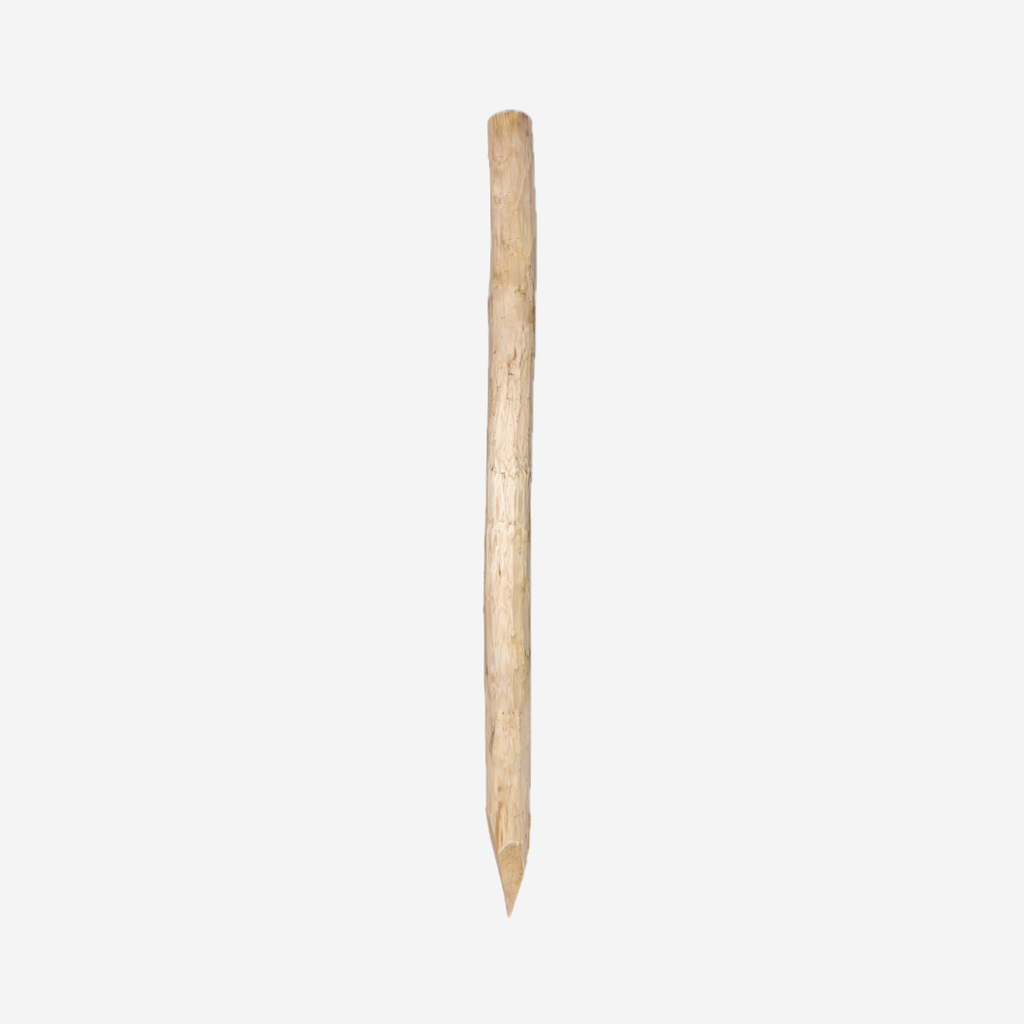 Robinienpfahl, 14/16cm, 250cm, Eckpfosten, rund, entrindet, gefast, 4-seitig gespitzt