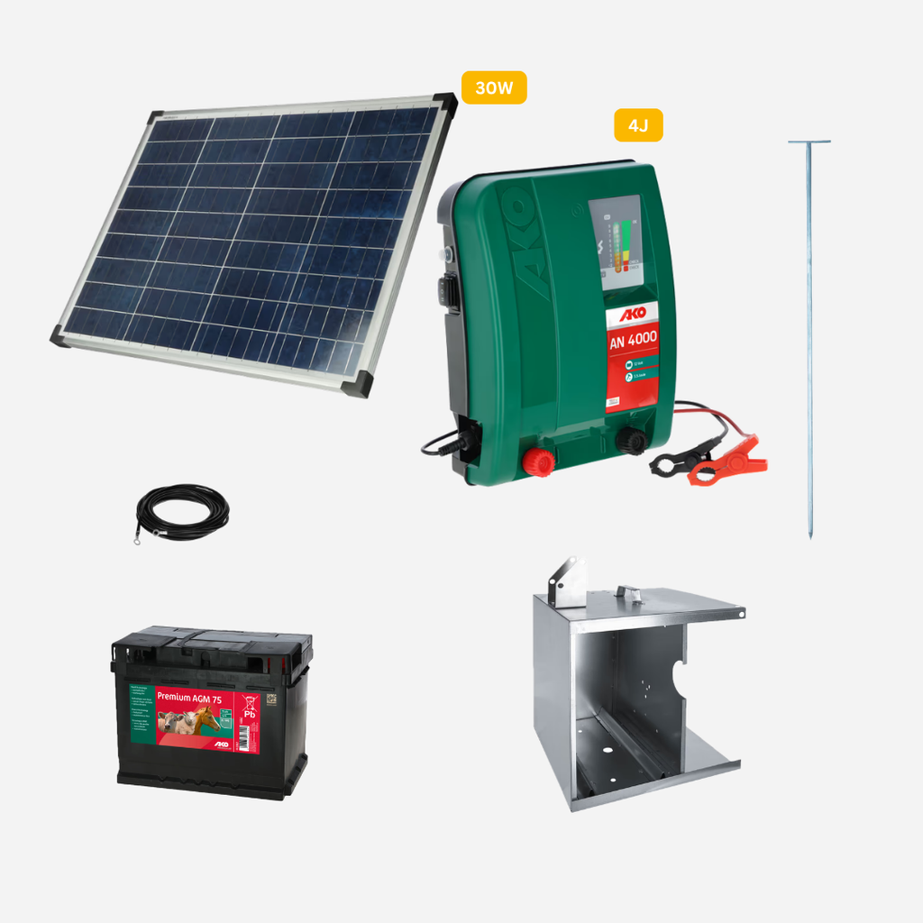 Set Weidezaungerät AN4000 + Gerätekasten, Solarmodul + Akku