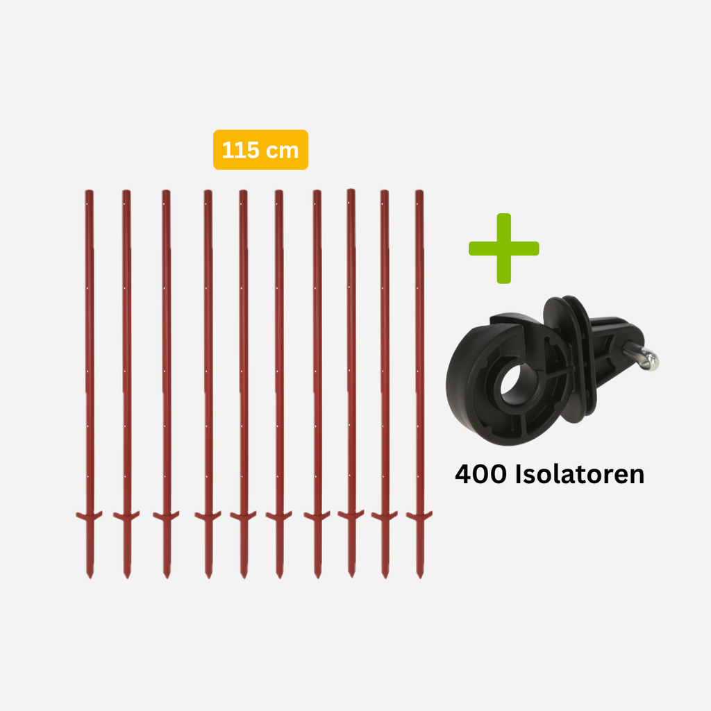 Set 200x Winkelstahlpfahl 115cm + 400 Isolatoren
