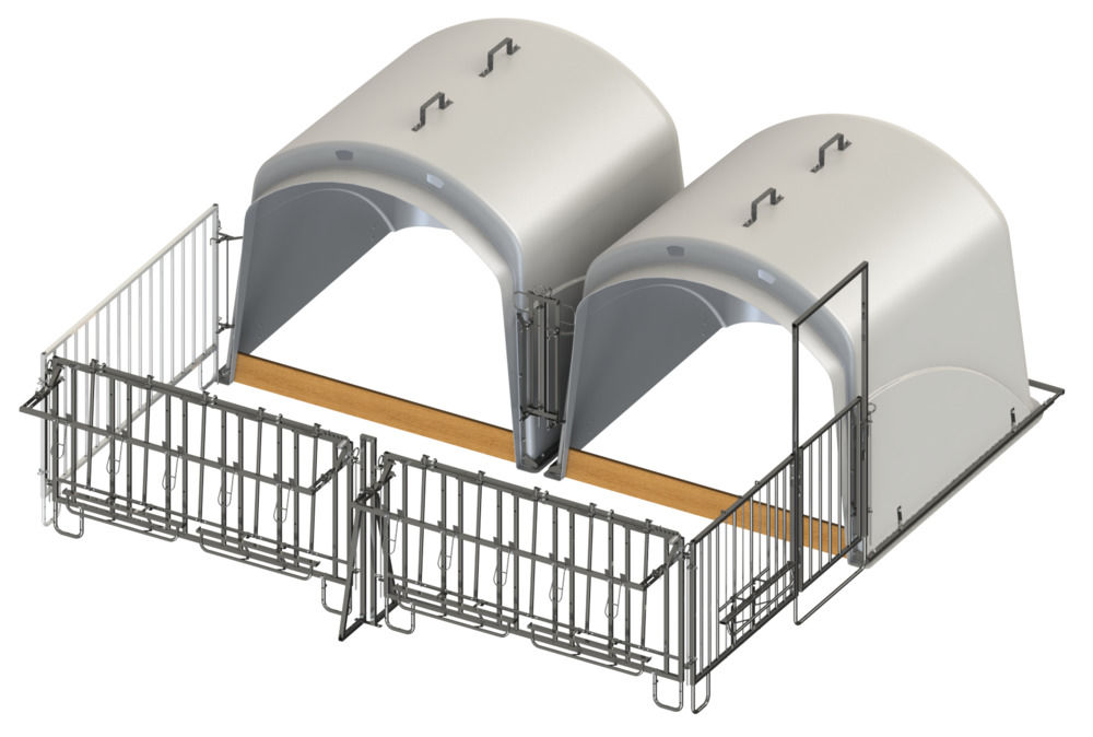 CalfHouse Premium XL, Doppel- Umzäunung +Tränke-/Troghalter
