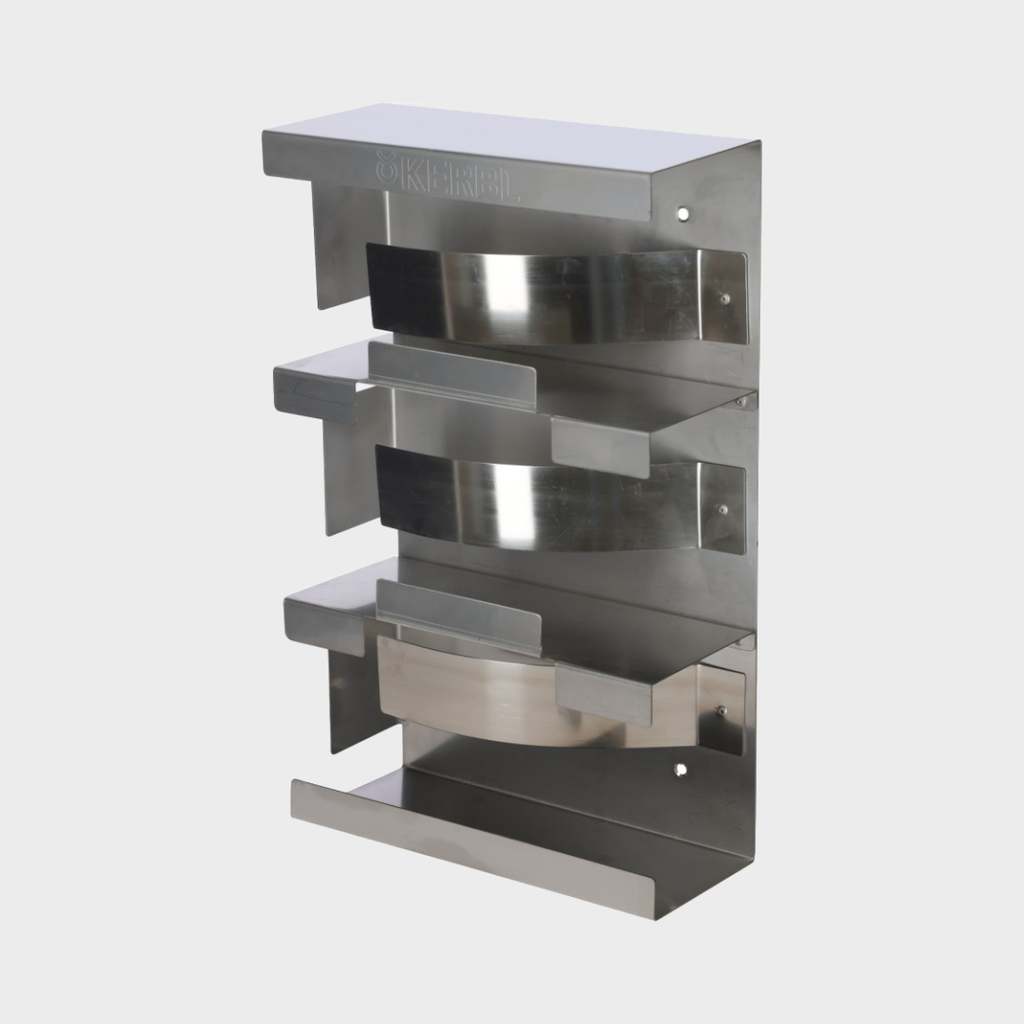 3-fach Wandhalter f. Handschuh aus Edelstahl, mit Feder