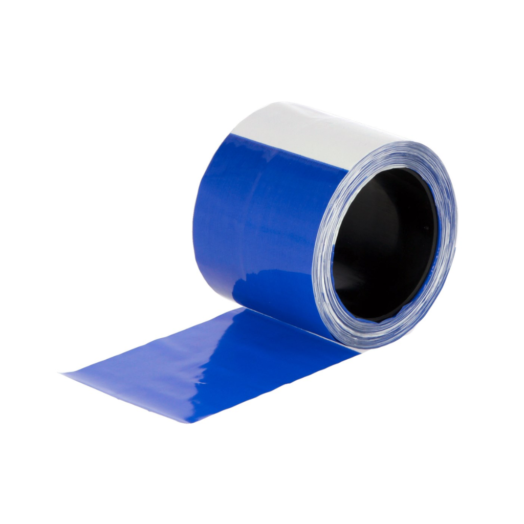 Herdenschutzband blau/weiß, geblockt, 80mm, 100 m Rolle