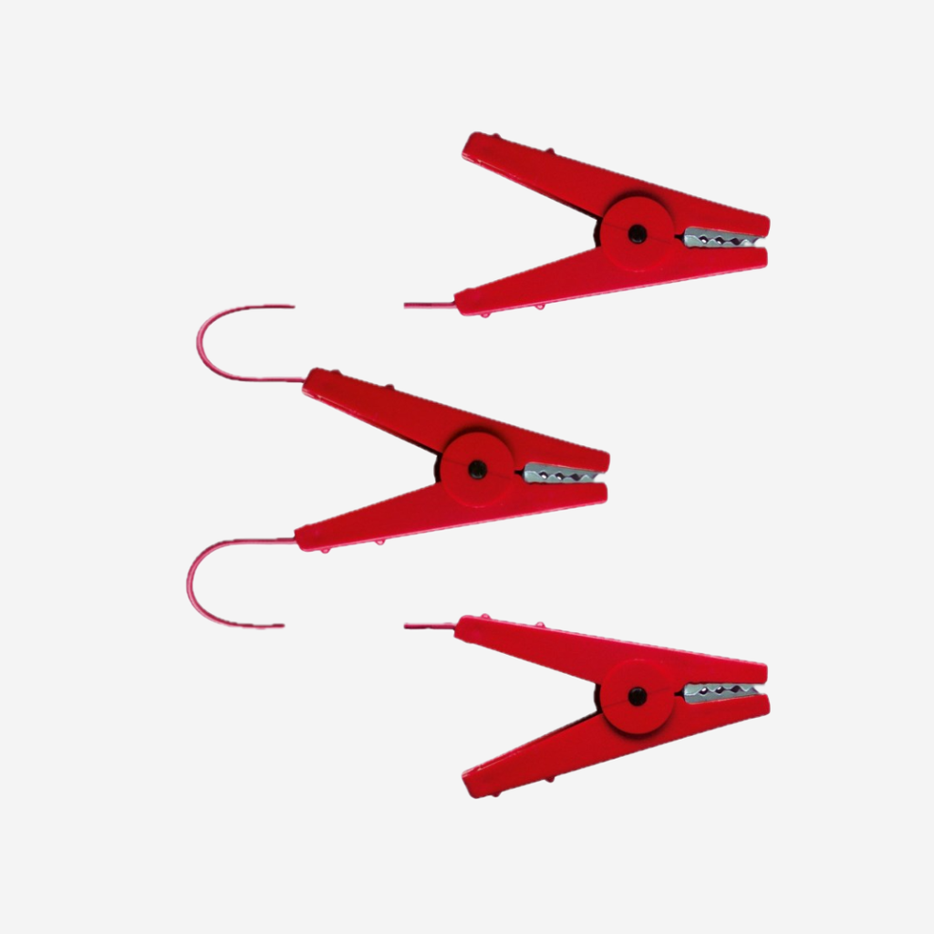 Zaunverbindungskabel mit 3 Krokodilklemme rot,  2x60cm