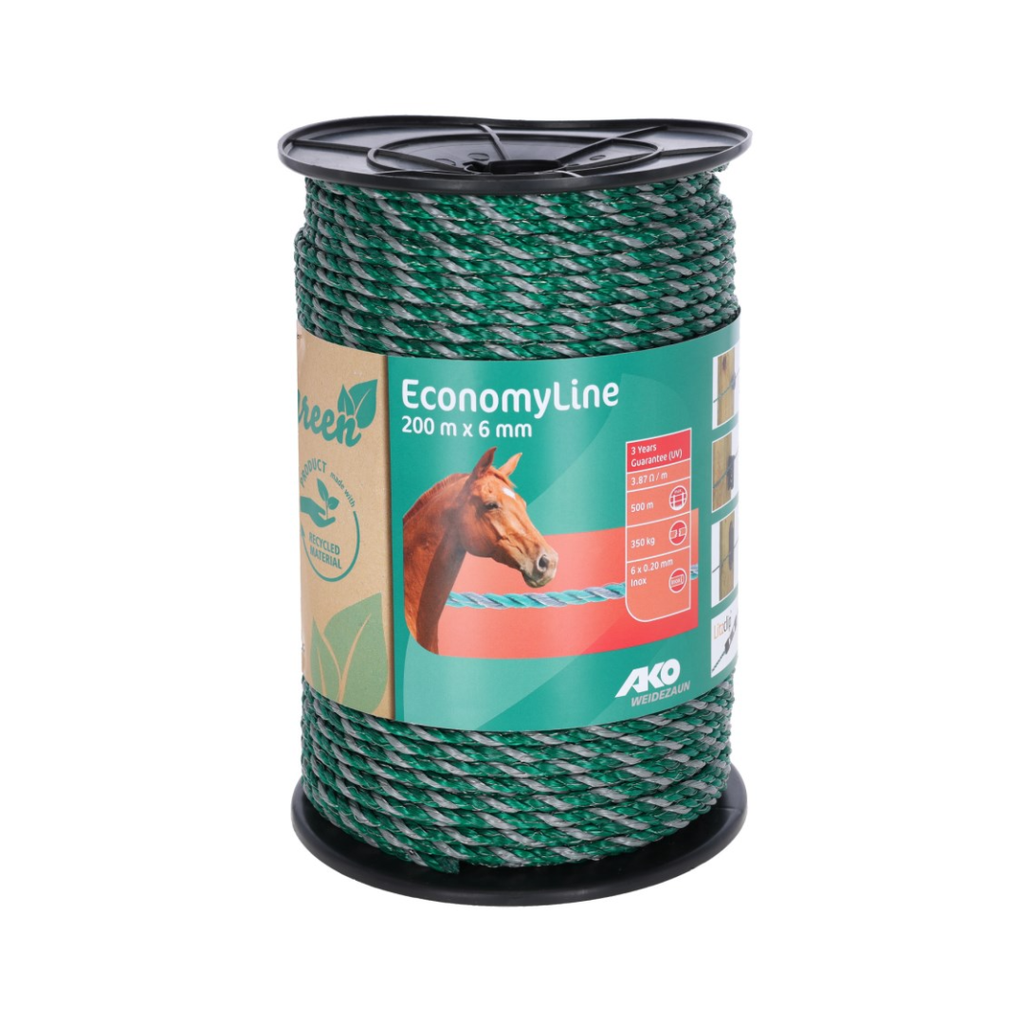 Seil EconomyLine, 200m, 6mm grün/grau, 6x0,2mm SSW, Recy.