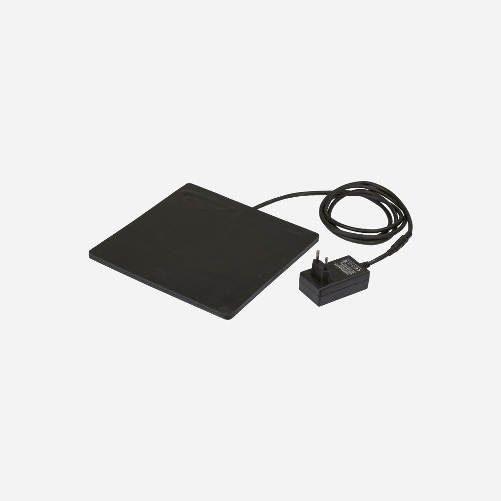 Heizplatte Gummi 24x24cm 18W 24V f.Gefl.tränke+Kanin.stall