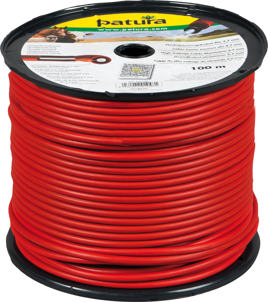 Hochspannungs-Elektrozaunkabel 2,7mm, Tornado, alulegiert, 100 m Rolle