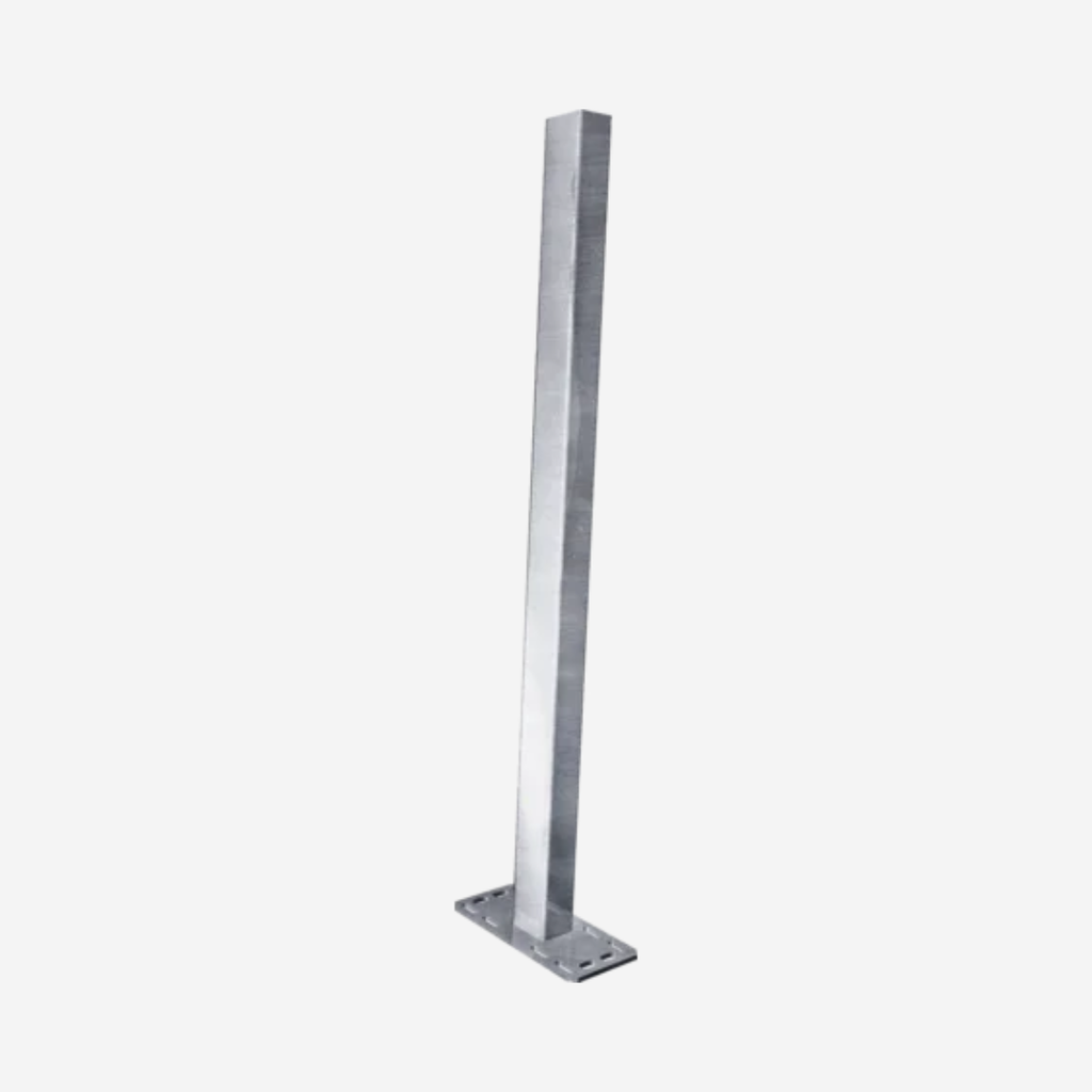 Pfosten Quadrat 90 mm, L= 1,65 m mit Bodenplatte für Spaltenboden