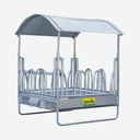 Profi-Viereckraufe mit Palisadenfressgitter und Dach