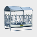 Großballenraufe mit Sicherheits- Fangfressgittern und Dach