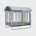 Großballenraufe mit Sicherheits-Pferdefressgittern und Dach