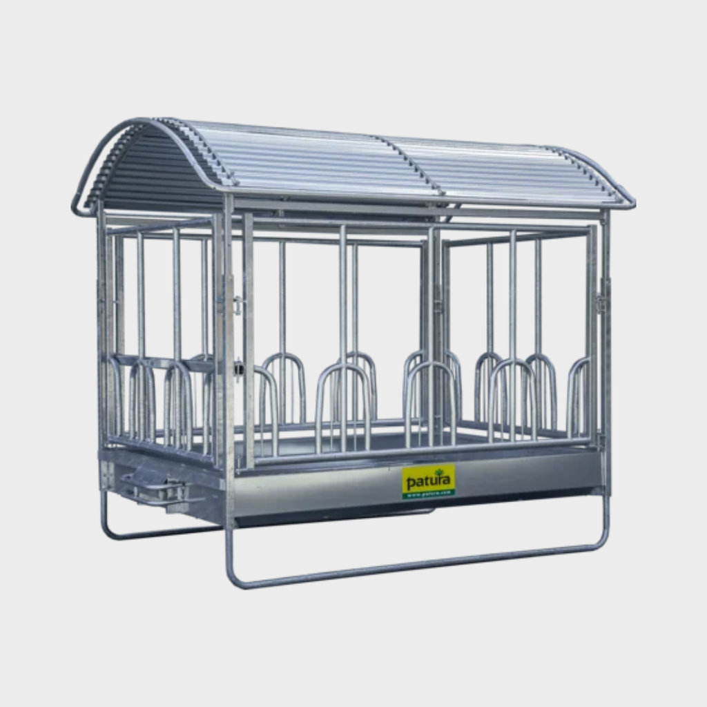 Großballenraufe mit Universalfressgittern und Dach